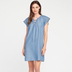 NWT - Chambray Lace-up Dress